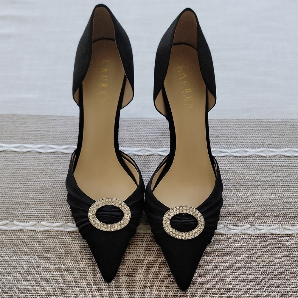 LAUREN Ralph Lauren Black Heels with Embellished Detail Size 8.5